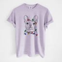 Small Orchid - French Bulldog 2 Christmas Lights Dog Breed Comfort Colors T-shirts - 40+ Dog Breeds