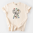Large Ivory - Vizsla Christmas Lights Dog Breed Comfort Colors T-shirts - 40+ Dog Breeds