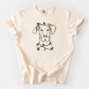 Medium Ivory - Great Dane Christmas Lights Dog Breed Comfort Colors T-shirts - 40+ Dog Breeds