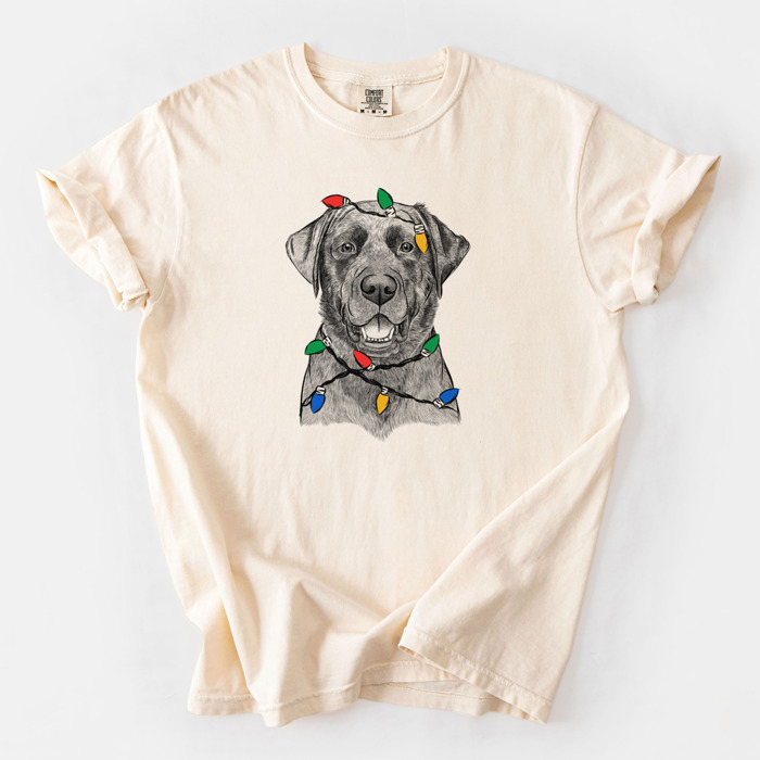 Christmas Lights Dog Breed Comfort Colors T-shirts - 40+ Dog Breeds