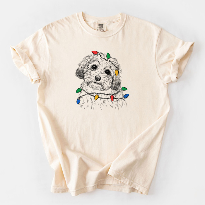 Christmas Lights Dog Breed Comfort Colors T-shirts - 40+ Dog Breeds