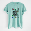 XL Chalky Mint - French Bulldog 1 Christmas Lights Dog Breed Comfort Colors T-shirts - 40+ Dog Breeds
