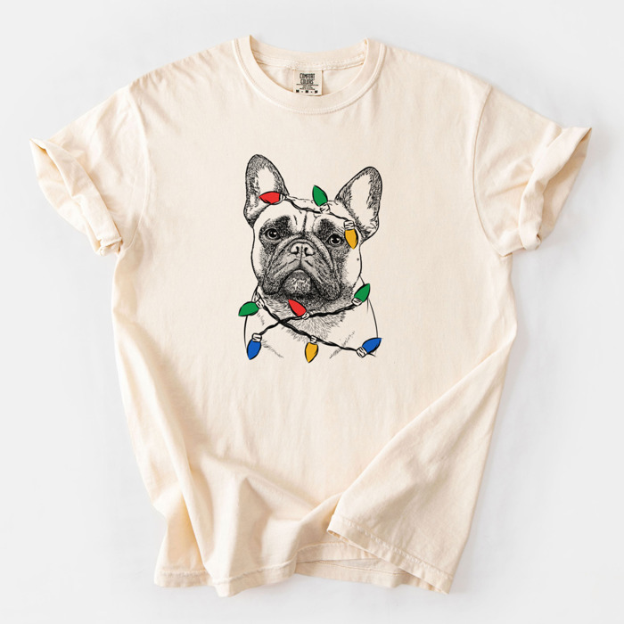 Christmas Lights Dog Breed Comfort Colors T-shirts - 40+ Dog Breeds