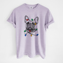 Large Orchid - French Bulldog 1 Christmas Lights Dog Breed Comfort Colors T-shirts - 40+ Dog Breeds