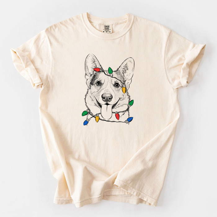 Christmas Lights Dog Breed Comfort Colors T-shirts - 40+ Dog Breeds