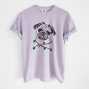 XL Orchid - Pug Christmas Lights Dog Breed Comfort Colors T-shirts - 40+ Dog Breeds