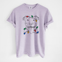 Large Orchid - Pitbull Christmas Lights Dog Breed Comfort Colors T-shirts - 40+ Dog Breeds