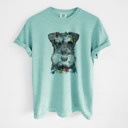 Medium Chalky Mint - Mini Schnauzer Christmas Lights Dog Breed Comfort Colors T-shirts - 40+ Dog Breeds