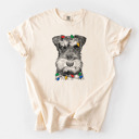 XL Ivory - Mini Schnauzer Christmas Lights Dog Breed Comfort Colors T-shirts - 40+ Dog Breeds