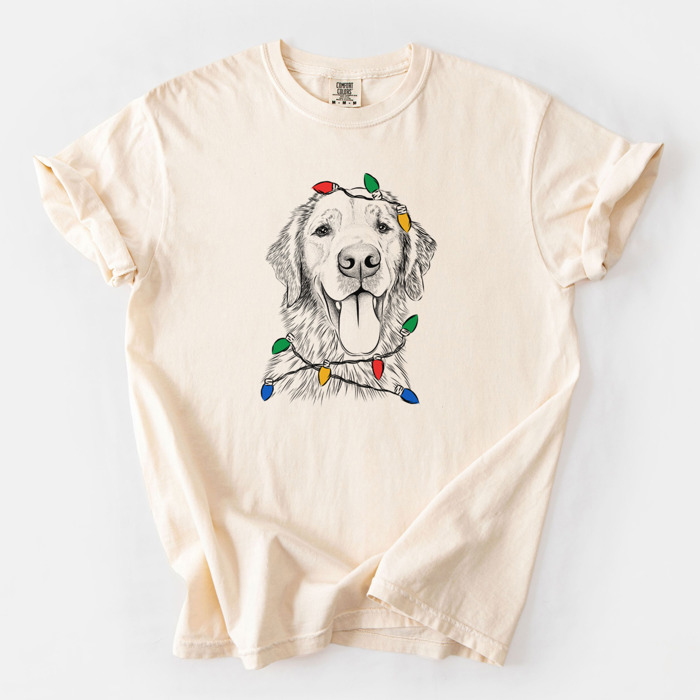 Christmas Lights Dog Breed Comfort Colors T-shirts - 40+ Dog Breeds