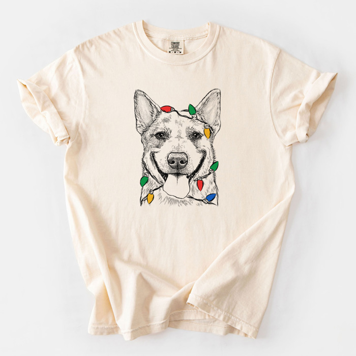 Christmas Lights Dog Breed Comfort Colors T-shirts - 40+ Dog Breeds