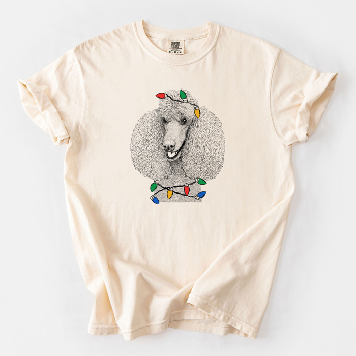 Christmas Lights Dog Breed Comfort Colors T-shirts - 40+ Dog Breeds