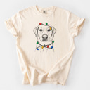 XL Ivory - Yellow Lab Christmas Lights Dog Breed Comfort Colors T-shirts - 40+ Dog Breeds