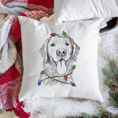 Christmas Lights Dog Breed Throw Pillow Cover - 40+ Dog Breeds