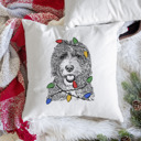 Bernedoodle Christmas Lights Dog Breed Throw Pillow Cover - 40+ Dog Breeds