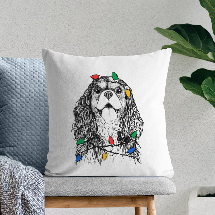 Christmas Lights Dog Breed Throw Pillow Cover - 40+ Dog Breeds