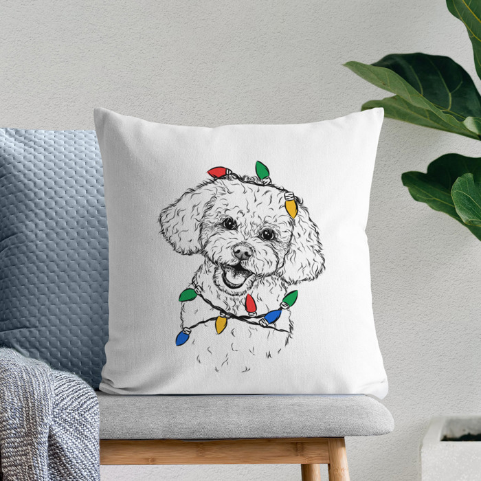 Christmas Lights Dog Breed Throw Pillow Cover - 40+ Dog Breeds