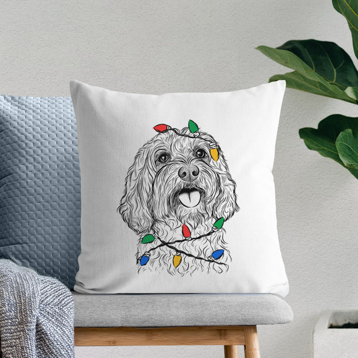 Christmas Lights Dog Breed Throw Pillow Cover - 40+ Dog Breeds