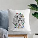 Cavapoo Christmas Lights Dog Breed Throw Pillow Cover - 40+ Dog Breeds