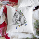 Basset Hound Christmas Lights Dog Breed Throw Pillow Cover - 40+ Dog Breeds