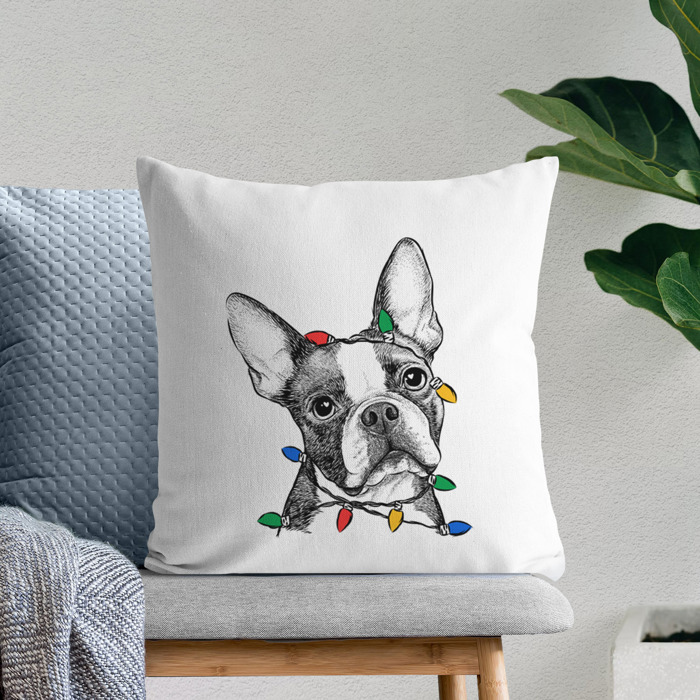 Christmas Lights Dog Breed Throw Pillow Cover - 40+ Dog Breeds