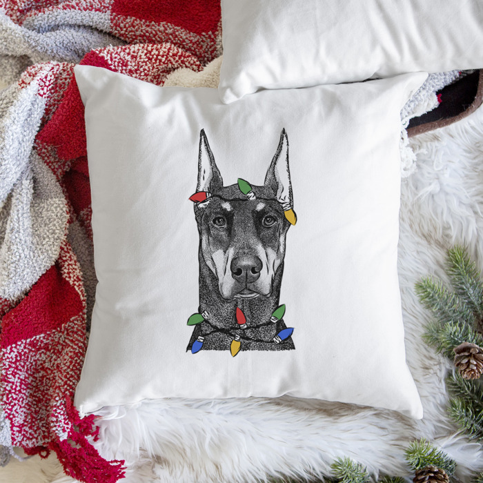 Christmas Lights Dog Breed Throw Pillow Cover - 40+ Dog Breeds