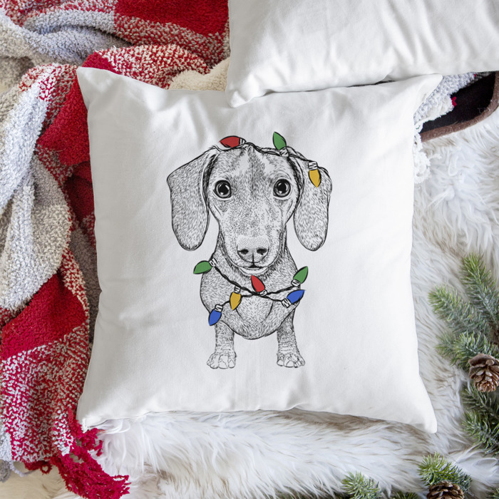 Christmas Lights Dog Breed Throw Pillow Cover - 40+ Dog Breeds
