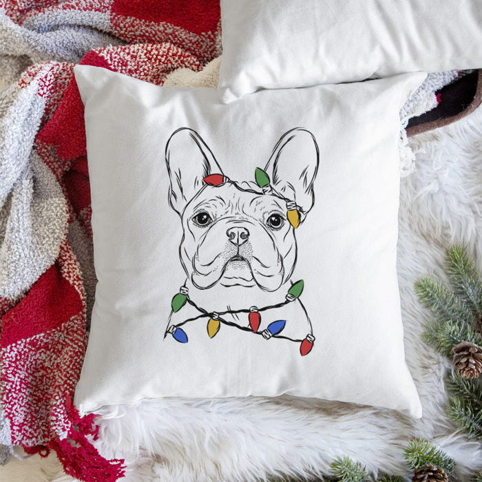 Christmas Lights Dog Breed Throw Pillow Cover - 40+ Dog Breeds