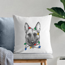 Belgian Malinois Christmas Lights Dog Breed Throw Pillow Cover - 40+ Dog Breeds