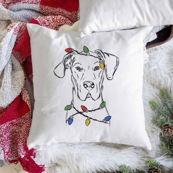 Christmas Lights Dog Breed Throw Pillow Cover - 40+ Dog Breeds