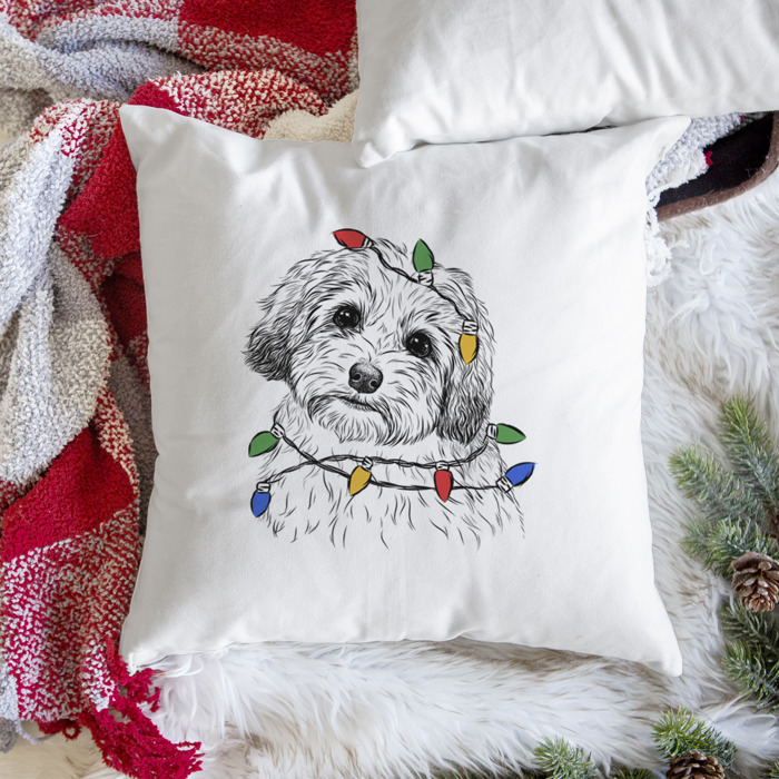 Christmas Lights Dog Breed Throw Pillow Cover - 40+ Dog Breeds