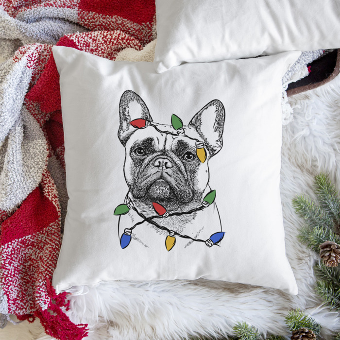 Christmas Lights Dog Breed Throw Pillow Cover - 40+ Dog Breeds