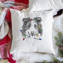 Border Collie Christmas Lights Dog Breed Throw Pillow Cover - 40+ Dog Breeds