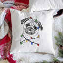 Pug Christmas Lights Dog Breed Throw Pillow Cover - 40+ Dog Breeds
