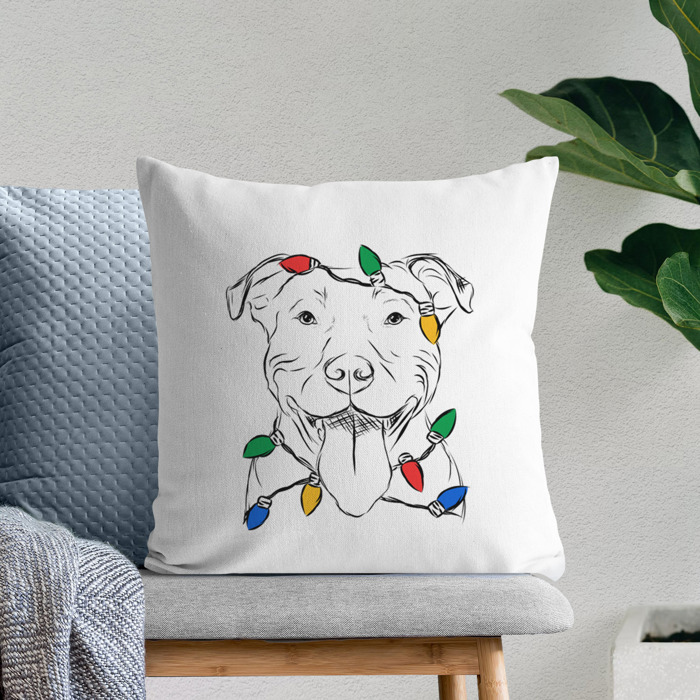 Christmas Lights Dog Breed Throw Pillow Cover - 40+ Dog Breeds