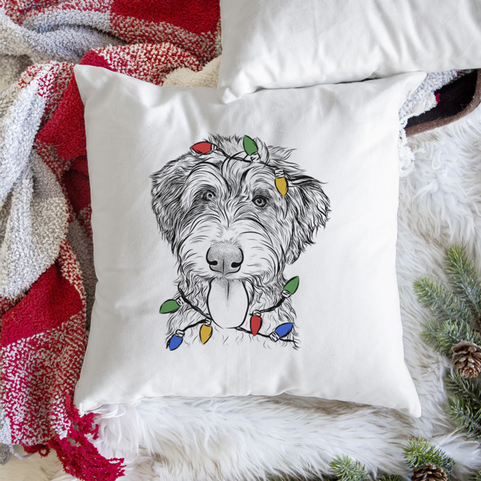 Christmas Lights Dog Breed Throw Pillow Cover - 40+ Dog Breeds