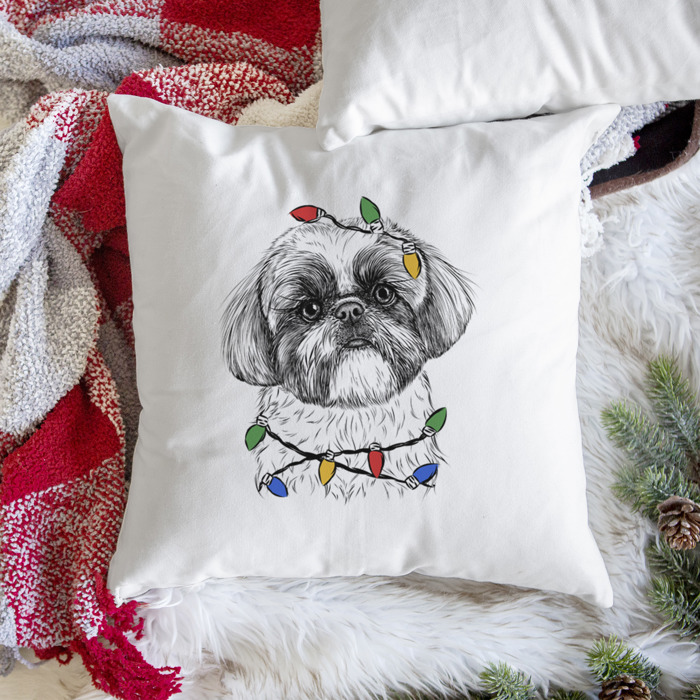 Christmas Lights Dog Breed Throw Pillow Cover - 40+ Dog Breeds