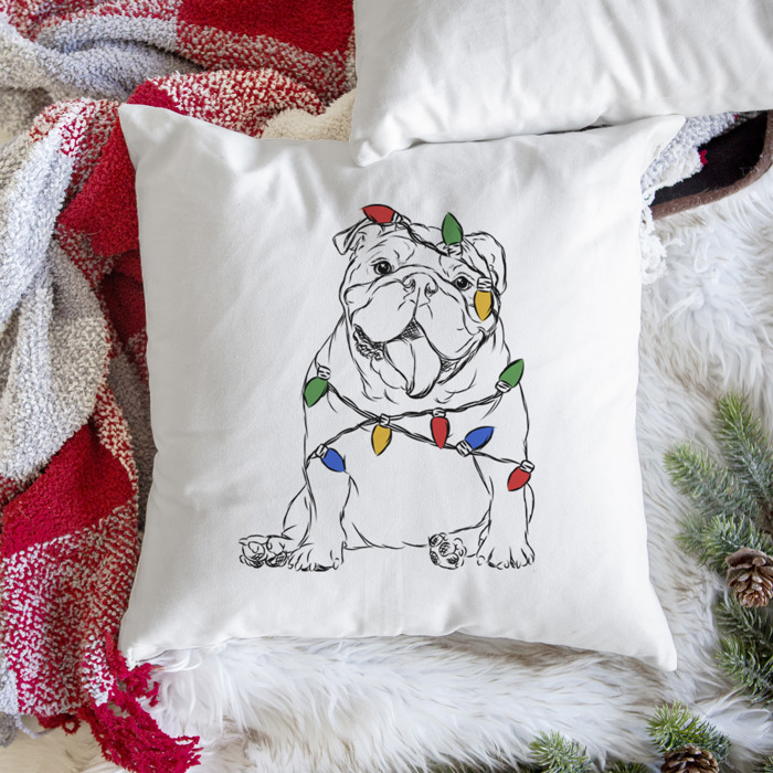 Christmas Lights Dog Breed Throw Pillow Cover - 40+ Dog Breeds