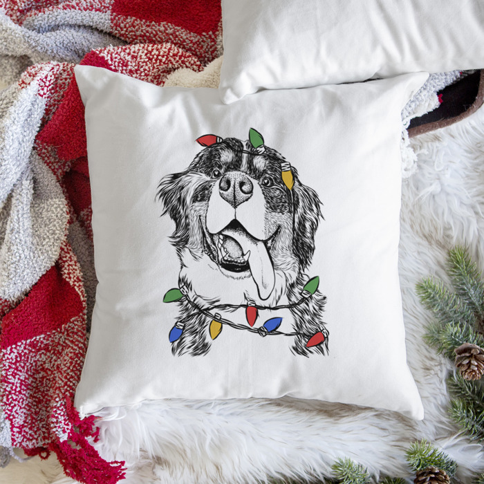 Christmas Lights Dog Breed Throw Pillow Cover - 40+ Dog Breeds