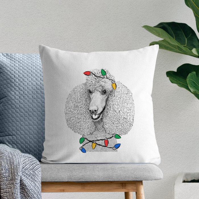 Christmas Lights Dog Breed Throw Pillow Cover - 40+ Dog Breeds