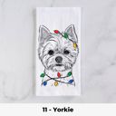 11 - Yorkie Dog Christmas Lights Tea Towel - 25+ Breeds
