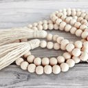  76" Wood Bead Garland with Jute Tassels