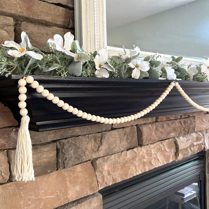 76" Wood Bead Garland with Jute Tassels