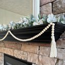  76" Wood Bead Garland with Jute Tassels
