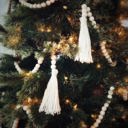  76" Wood Bead Garland with Jute Tassels