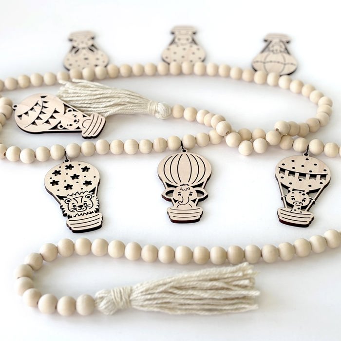 Baby Animals Wood Bead Garland with Interchangeable Charms