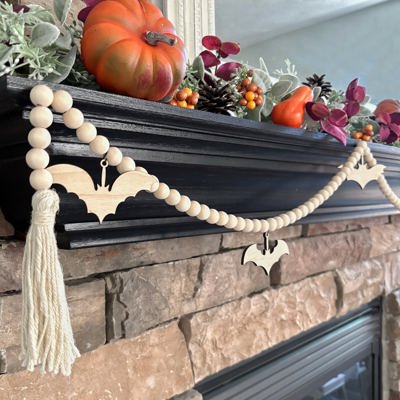Bat Wood Bead Garland with Interchangeable Seasonal Charms