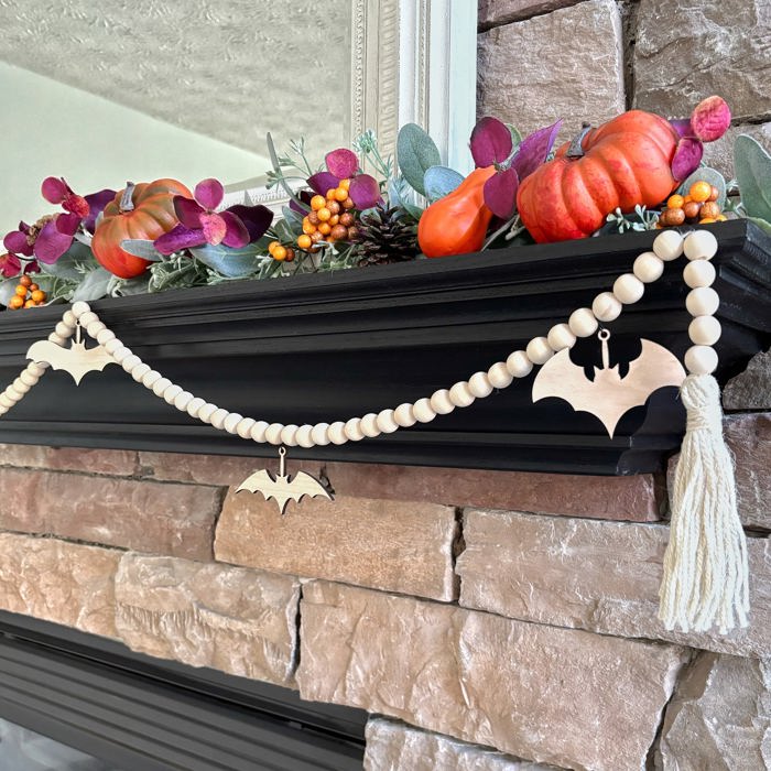 Bat Wood Bead Garland with Interchangeable Seasonal Charms