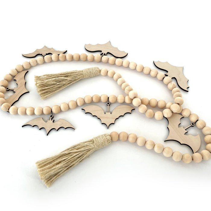 Bat Wood Bead Garland with Interchangeable Seasonal Charms