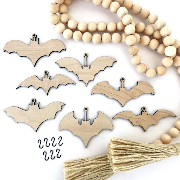 Bat Wood Bead Garland with Interchangeable Seasonal Charms